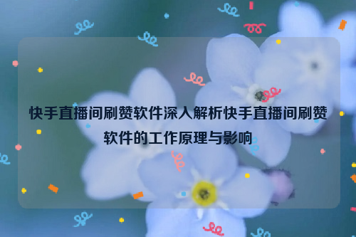 快手直播间刷赞软件深入解析快手直播间刷赞软件的工作原理与影响