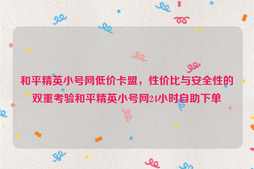 和平精英小号网低价卡盟，性价比与安全性的双重考验和平精英小号网24小时自助下单