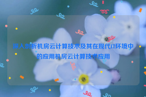 深入剖析机房云计算技术及其在现代IT环境中的应用机房云计算技术应用