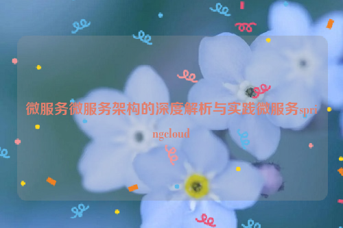 微服务微服务架构的深度解析与实践微服务springcloud