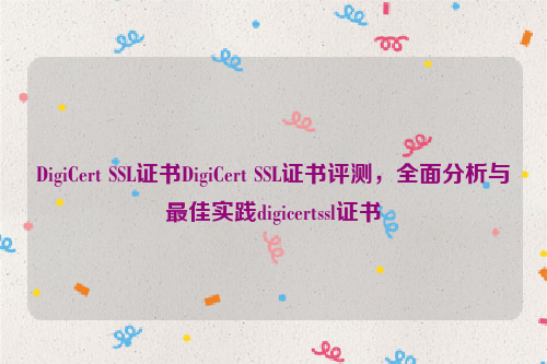 DigiCert SSL证书DigiCert SSL证书评测，全面分析与最佳实践digicertssl证书