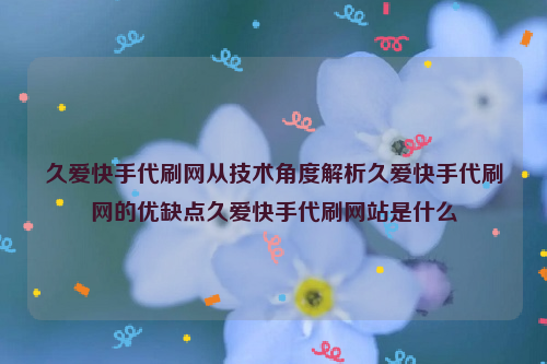 久爱快手代刷网从技术角度解析久爱快手代刷网的优缺点久爱快手代刷网站是什么