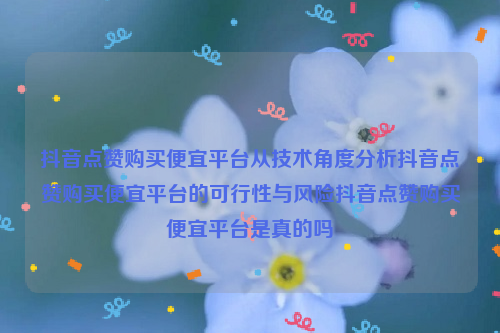 抖音点赞购买便宜平台从技术角度分析抖音点赞购买便宜平台的可行性与风险抖音点赞购买便宜平台是真的吗