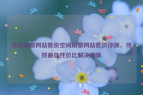 空间刷赞网站低价空间刷赞网站低价评测，寻找最佳性价比解决方案