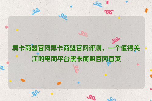 黑卡商盟官网黑卡商盟官网评测，一个值得关注的电商平台黑卡商盟官网首页