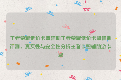 王者荣耀低价卡盟辅助王者荣耀低价卡盟辅助评测，真实性与安全性分析王者卡盟辅助游卡盟