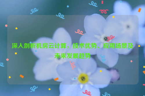 深入剖析机房云计算，技术优势、应用场景及未来发展趋势