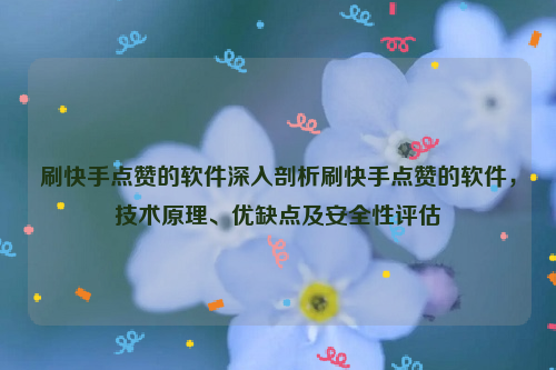 刷快手点赞的软件深入剖析刷快手点赞的软件，技术原理、优缺点及安全性评估