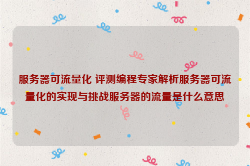 服务器可流量化 评测编程专家解析服务器可流量化的实现与挑战服务器的流量是什么意思