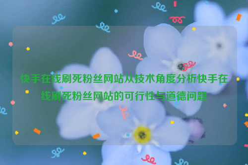 快手在线刷死粉丝网站从技术角度分析快手在线刷死粉丝网站的可行性与道德问题