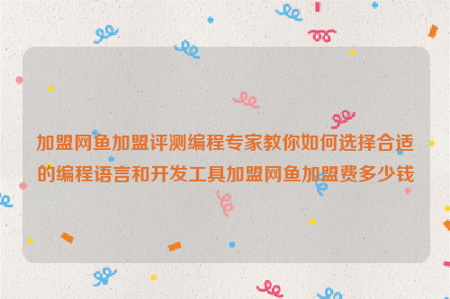 加盟网鱼加盟评测编程专家教你如何选择合适的编程语言和开发工具加盟网鱼加盟费多少钱