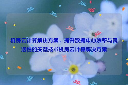 机房云计算解决方案，提升数据中心效率与灵活性的关键技术机房云计算解决方案