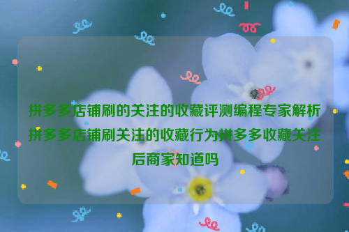 拼多多店铺刷的关注的收藏评测编程专家解析拼多多店铺刷关注的收藏行为拼多多收藏关注后商家知道吗