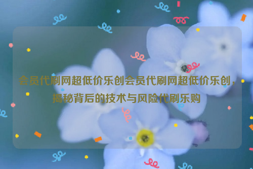 会员代刷网超低价乐创会员代刷网超低价乐创，揭秘背后的技术与风险代刷乐购