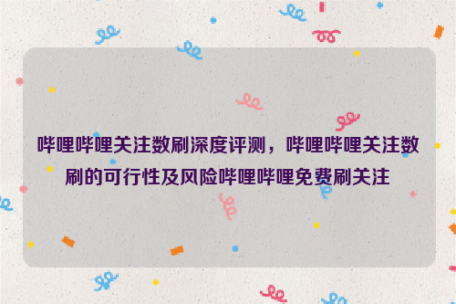 哔哩哔哩关注数刷深度评测，哔哩哔哩关注数刷的可行性及风险哔哩哔哩免费刷关注