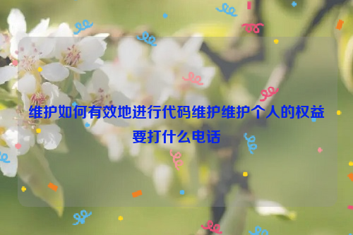 维护如何有效地进行代码维护维护个人的权益要打什么电话