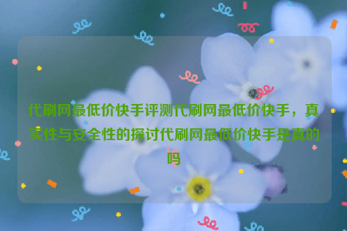 代刷网最低价快手评测代刷网最低价快手，真实性与安全性的探讨代刷网最低价快手是真的吗