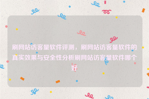 刷网站访客量软件评测，刷网站访客量软件的真实效果与安全性分析刷网站访客量软件哪个好