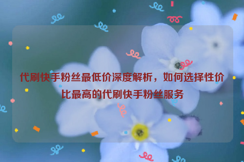 代刷快手粉丝最低价深度解析，如何选择性价比最高的代刷快手粉丝服务