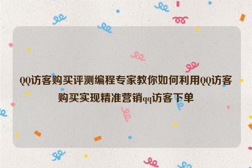 QQ访客购买评测编程专家教你如何利用QQ访客购买实现精准营销qq访客下单