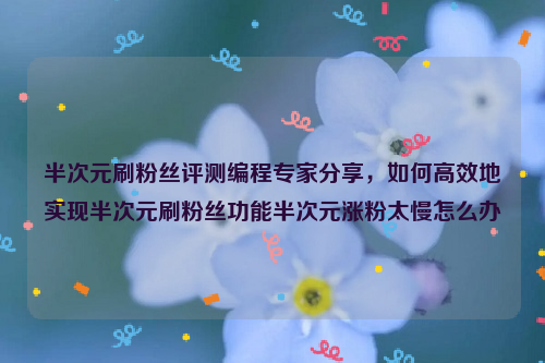 半次元刷粉丝评测编程专家分享，如何高效地实现半次元刷粉丝功能半次元涨粉太慢怎么办