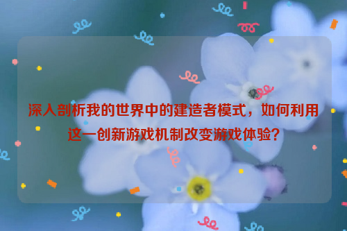 深入剖析我的世界中的建造者模式，如何利用这一创新游戏机制改变游戏体验？