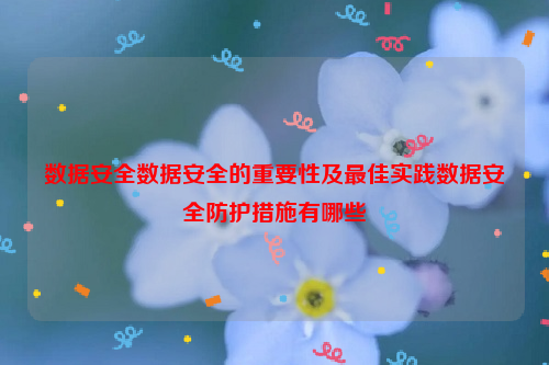 数据安全数据安全的重要性及最佳实践数据安全防护措施有哪些