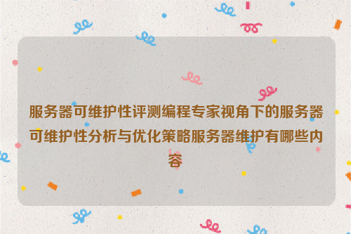 服务器可维护性评测编程专家视角下的服务器可维护性分析与优化策略服务器维护有哪些内容