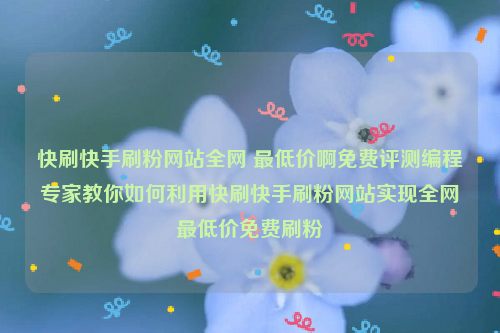 快刷快手刷粉网站全网 最低价啊免费评测编程专家教你如何利用快刷快手刷粉网站实现全网最低价免费刷粉