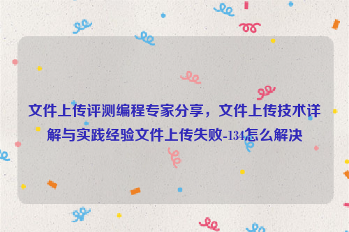 文件上传评测编程专家分享，文件上传技术详解与实践经验文件上传失败-134怎么解决