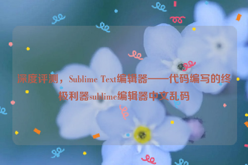 深度评测，Sublime Text编辑器——代码编写的终极利器sublime编辑器中文乱码