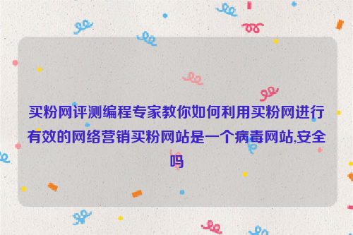 买粉网评测编程专家教你如何利用买粉网进行有效的网络营销买粉网站是一个病毒网站,安全吗