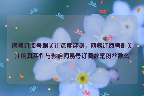 网易订阅号刷关注深度评测，网易订阅号刷关注的真实性与影响网易号订阅数是粉丝数么