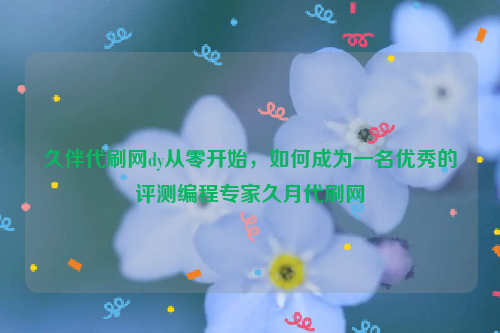 久伴代刷网dy从零开始，如何成为一名优秀的评测编程专家久月代刷网