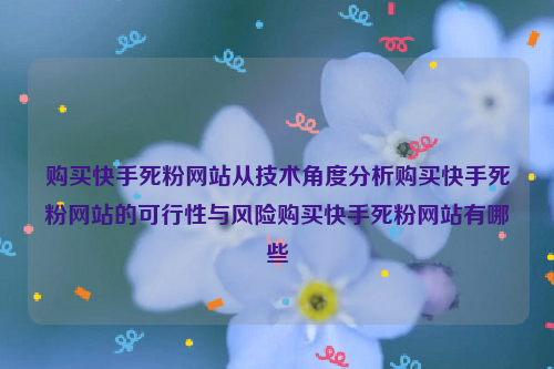 购买快手死粉网站从技术角度分析购买快手死粉网站的可行性与风险购买快手死粉网站有哪些