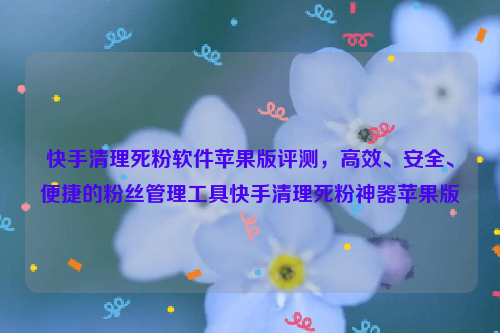 快手清理死粉软件苹果版评测，高效、安全、便捷的粉丝管理工具快手清理死粉神器苹果版