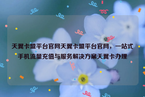 天翼卡盟平台官网天翼卡盟平台官网，一站式手机流量充值与服务解决方案天翼卡办理