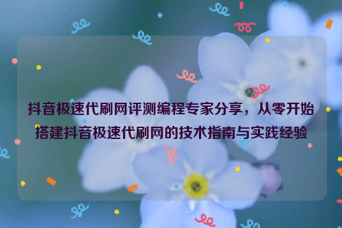 抖音极速代刷网评测编程专家分享，从零开始搭建抖音极速代刷网的技术指南与实践经验