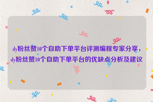 dy粉丝赞10个自助下单平台评测编程专家分享，dy粉丝赞10个自助下单平台的优缺点分析及建议