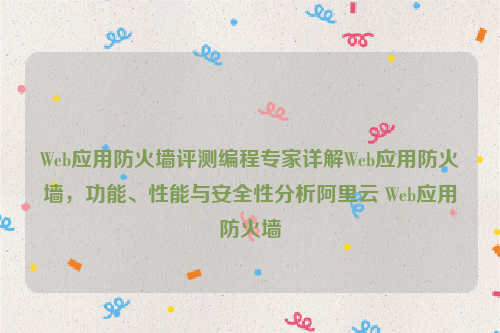 Web应用防火墙评测编程专家详解Web应用防火墙，功能、性能与安全性分析阿里云 Web应用防火墙