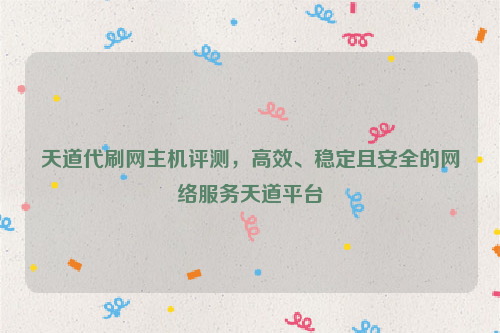 天道代刷网主机评测，高效、稳定且安全的网络服务天道平台