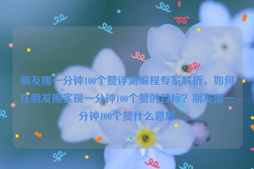 朋友圈一分钟100个赞评测编程专家解析，如何在朋友圈实现一分钟100个赞的目标？朋友圈一分钟100个赞什么意思