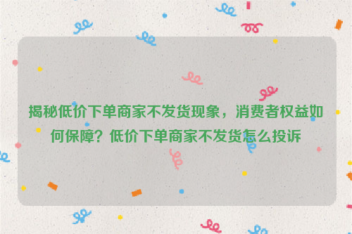 揭秘低价下单商家不发货现象，消费者权益如何保障？低价下单商家不发货怎么投诉