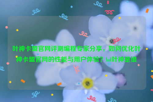 叶神卡盟官网评测编程专家分享，如何优化叶神卡盟官网的性能与用户体验？lol叶神是谁