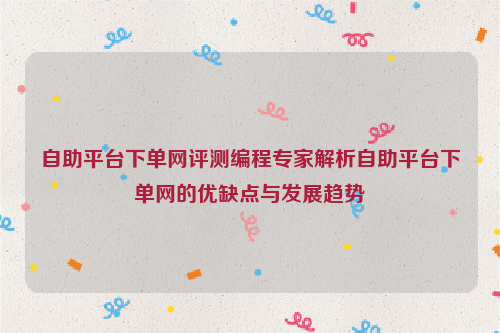 自助平台下单网评测编程专家解析自助平台下单网的优缺点与发展趋势