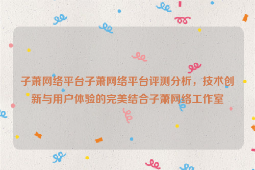 子萧网络平台子萧网络平台评测分析，技术创新与用户体验的完美结合子萧网络工作室