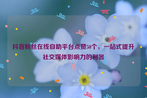 抖音粉丝在线自助平台点赞50个，一站式提升社交媒体影响力的利器