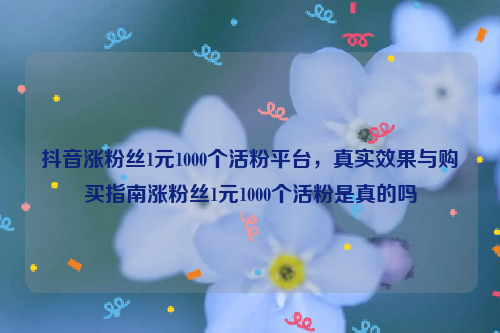 抖音涨粉丝1元1000个活粉平台，真实效果与购买指南涨粉丝1元1000个活粉是真的吗