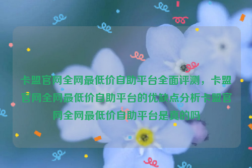 卡盟官网全网最低价自助平台全面评测，卡盟官网全网最低价自助平台的优缺点分析卡盟官网全网最低价自助平台是真的吗