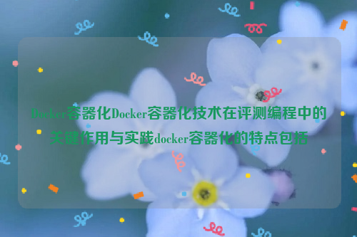 Docker容器化Docker容器化技术在评测编程中的关键作用与实践docker容器化的特点包括